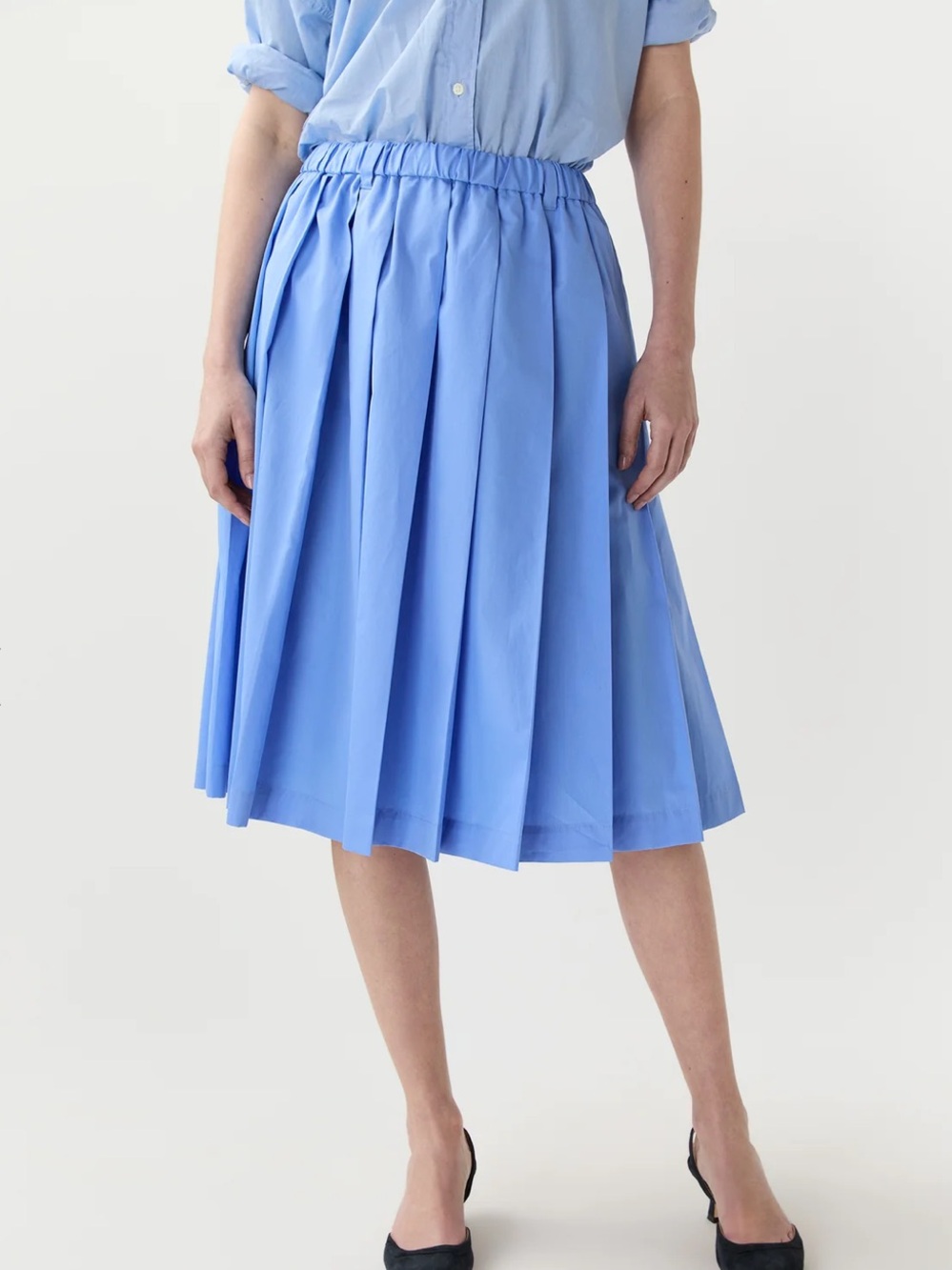 Aspesi Pleated Midi Skirt Sky Blue XL NWT - Picture 3 of 14